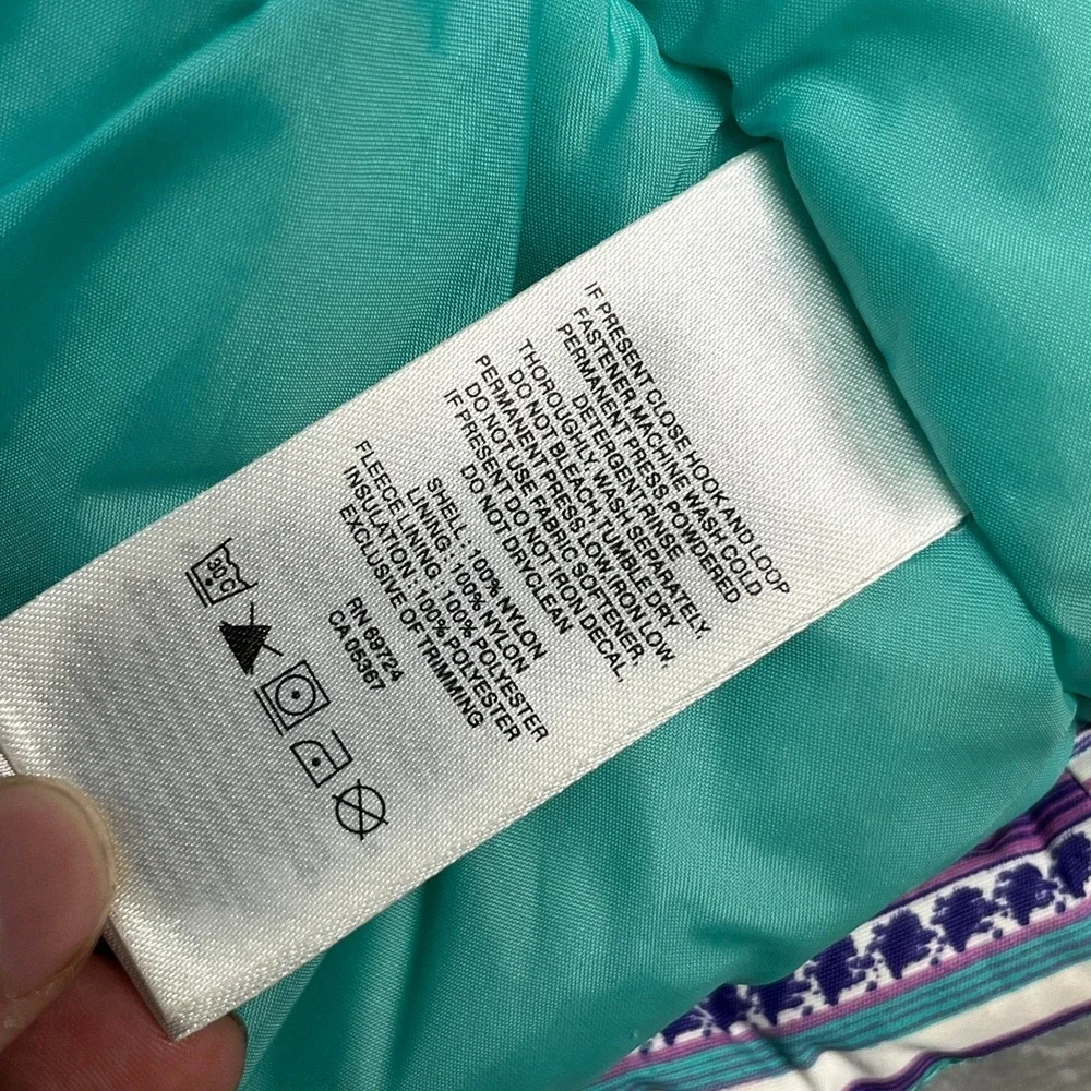 Columbia Girls Purple Teal Striped Insulated Puffer Winter Jacket Hooded L 14/16